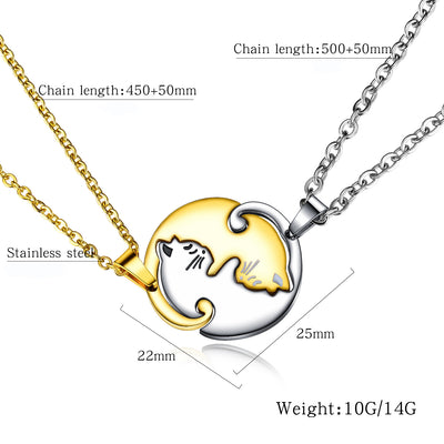 Matching Cute Cat Shape Relationship Necklaces
