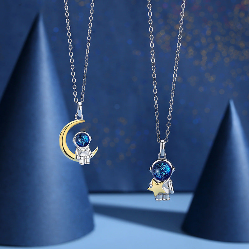 Matching Necklaces for Couples - Astronaut S925 Silver