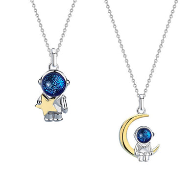 Cute Astronaut S925 Silver Relationship Necklaces