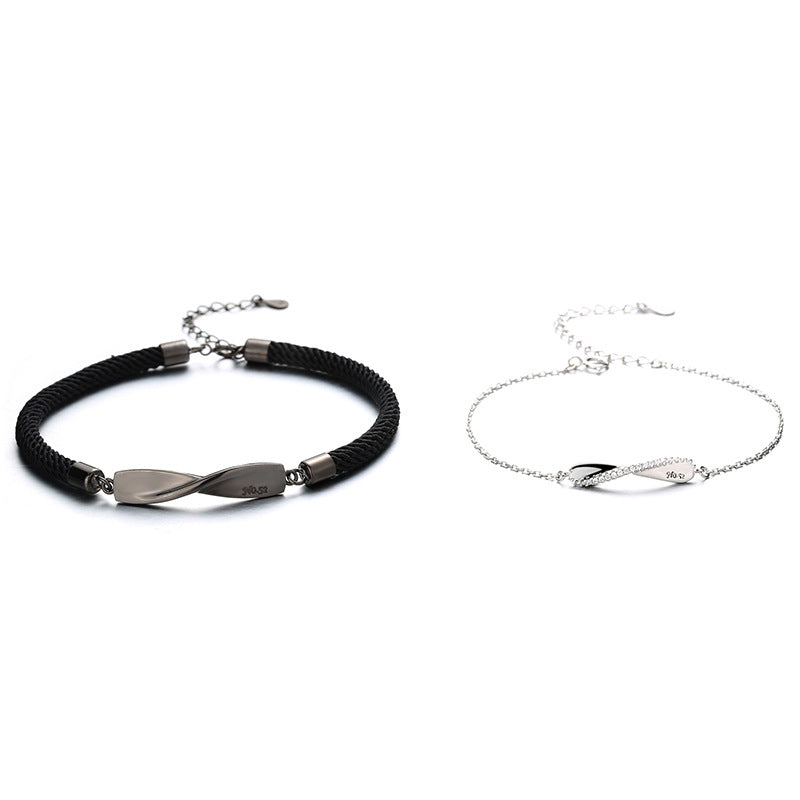 Mobius S925 Silver Soft Rope Matching Bracelets