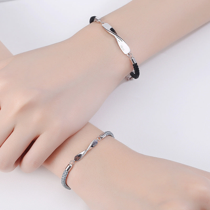 Mobius S925 Silver Soft Rope Matching Bracelets