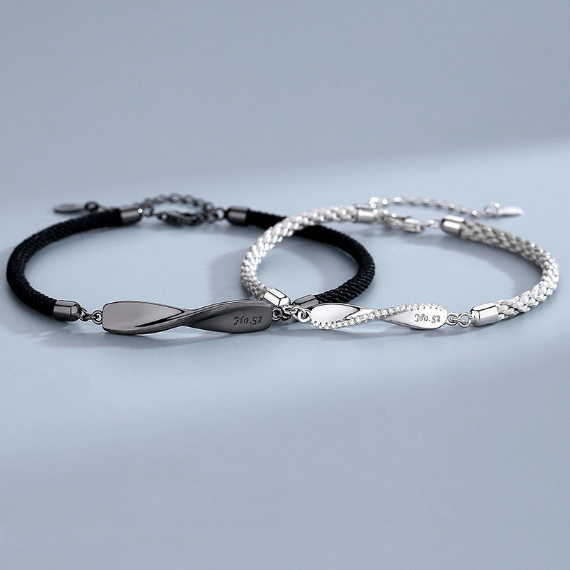 Mobius S925 Silver Soft Rope Matching Bracelets