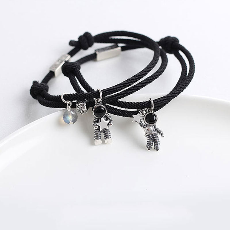 S925 Silver Cute Astronaut Matching Bracelet for Couples