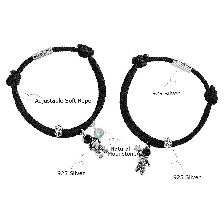 2pcs Couple Magnetic Heart Charm Bracelet for Daily Casual Date,One Size/Silver