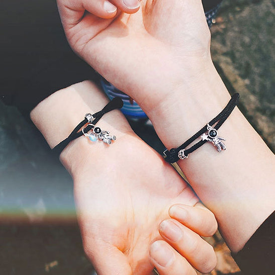 Cute couple bracelet silver spaceman astronaut