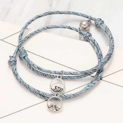 Eternal Promise Magnetic Couple Bracelet  - mountain and wave totem