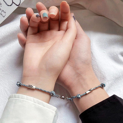 Eternal Promise Magnetic Couple Bracelet  - mountain and wave - on wrist