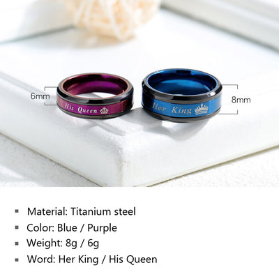 His Queen Her King Promise Rings for Couple
