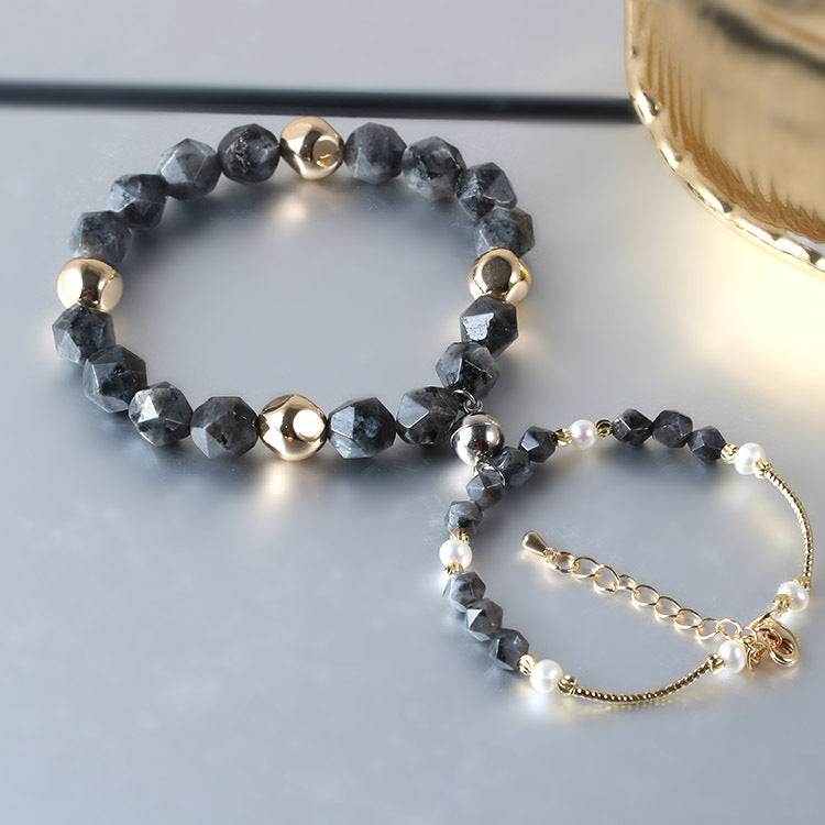 Pearl and Nature Stone Magnetic Bracelet for Couples