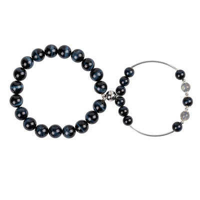 Magnetic Bracelet for Couples - Tiger Eye Moon Stone Matching Bracelet