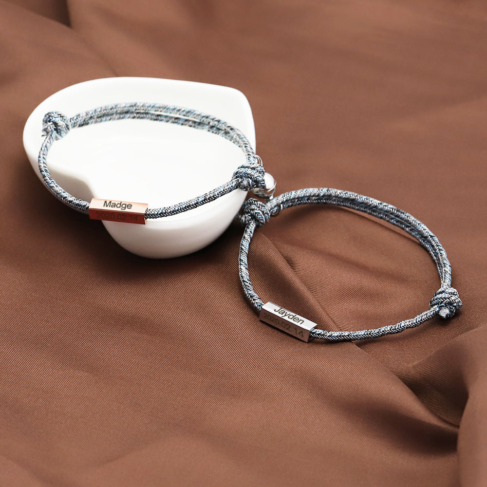 Customized Name Magnetic Eternal Promise Couple Bracelets