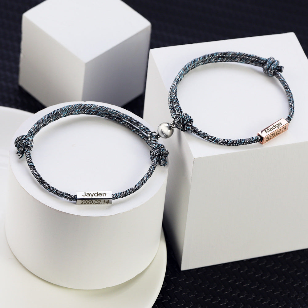 Customized Name Magnetic Eternal Promise Couple Bracelets