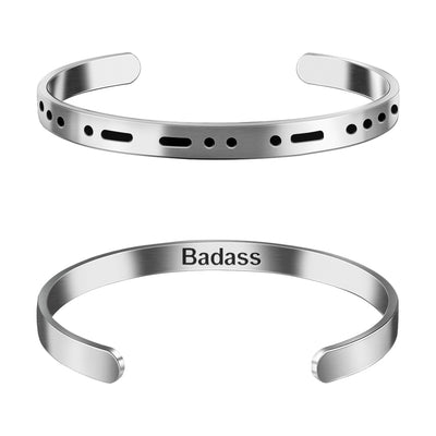 Morse Code Bracelet - Badass - Stainless Steel Couple Bracelet