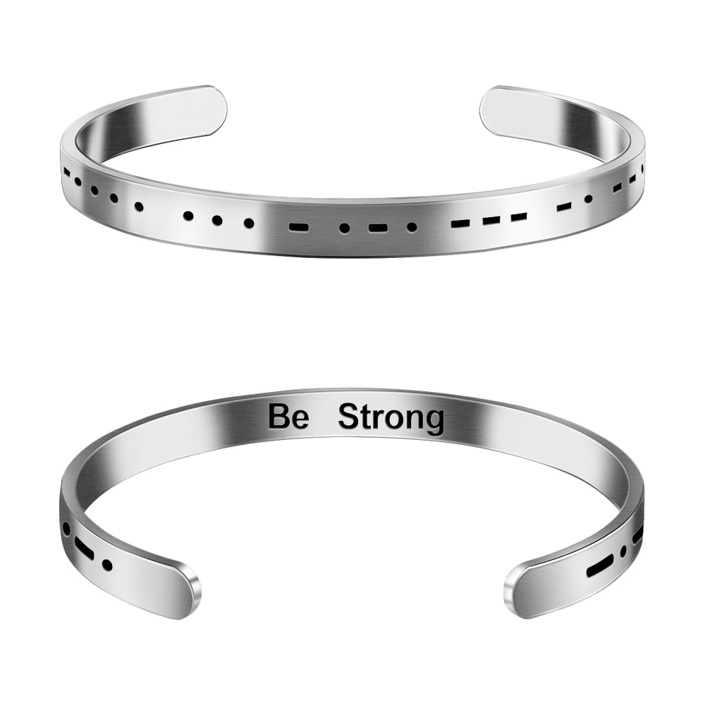 Morse Code Bracelet - Be Strong - Stainless Steel Couple Bracelet