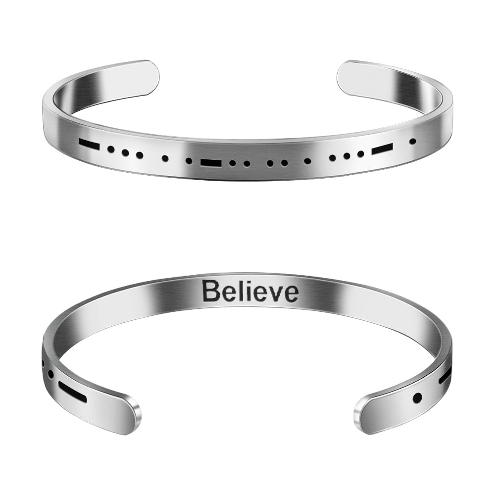 Morse Code Bracelet - Believe - Stainless Steel Couple Bracelet