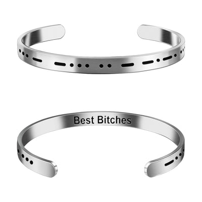 Morse Code Bracelet - Best Bitches - Stainless Steel Couple Bracelet