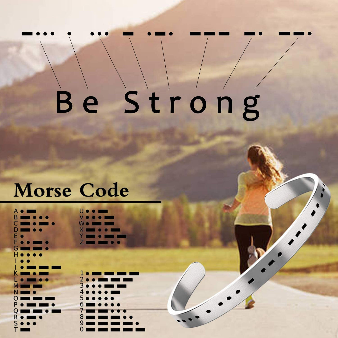 BE STRONG Morse Code Bracelet