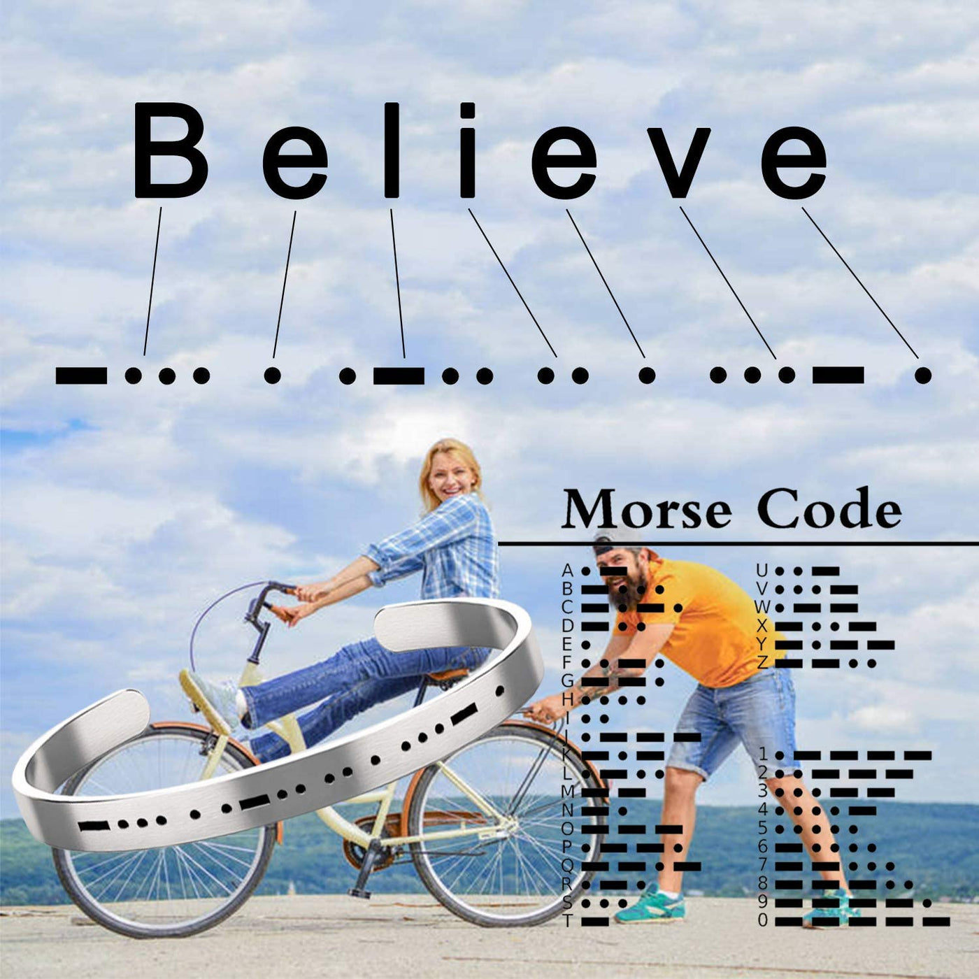 BELIEVE Morse Code Bracelet