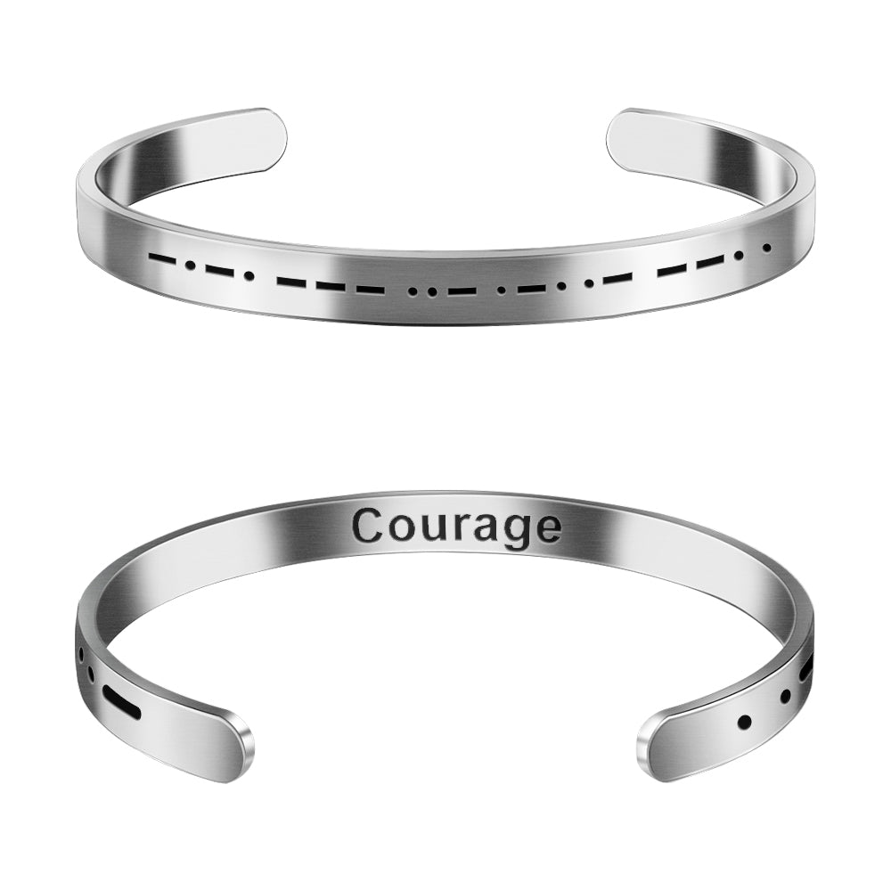 Morse Code Bracelet - Courage - Stainless Steel Couple Bracelet