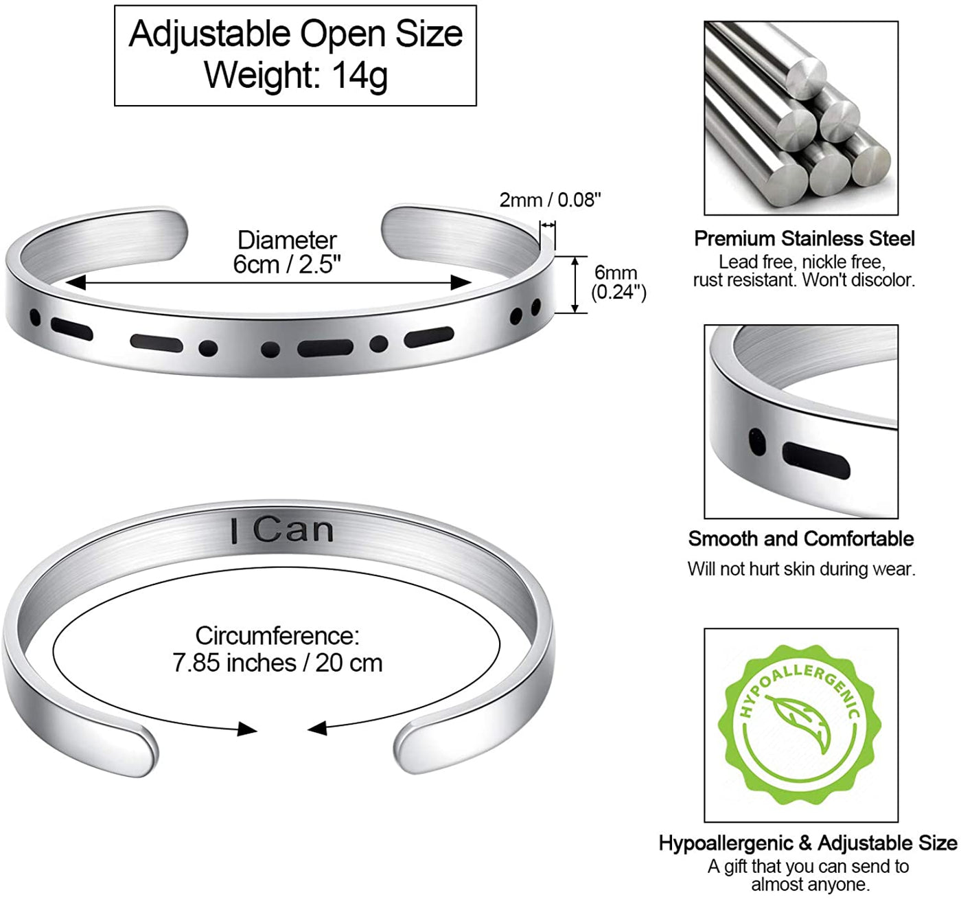 I CAN Morse Code Bracelet