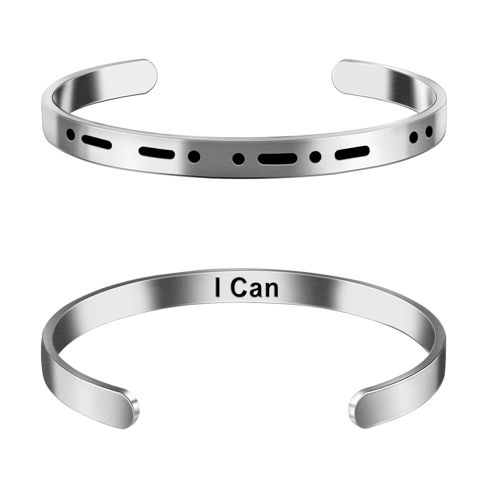 Morse Code Bracelet - I Can - Stainless Steel Couple Bracelet