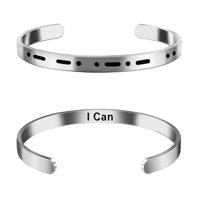 Morse Code Bracelet - I Can - Stainless Steel Couple Bracelet
