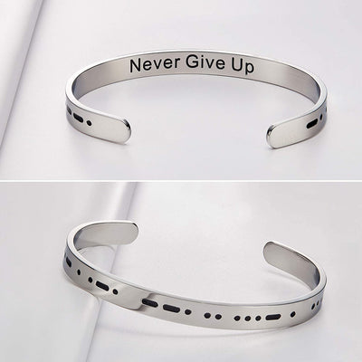 NEVER GIVE UP Morse Code Bracelet