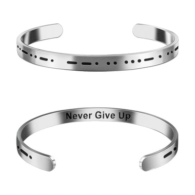 Morse Code Bracelet - Never Give Up - Stainless Steel Couple Bracelet