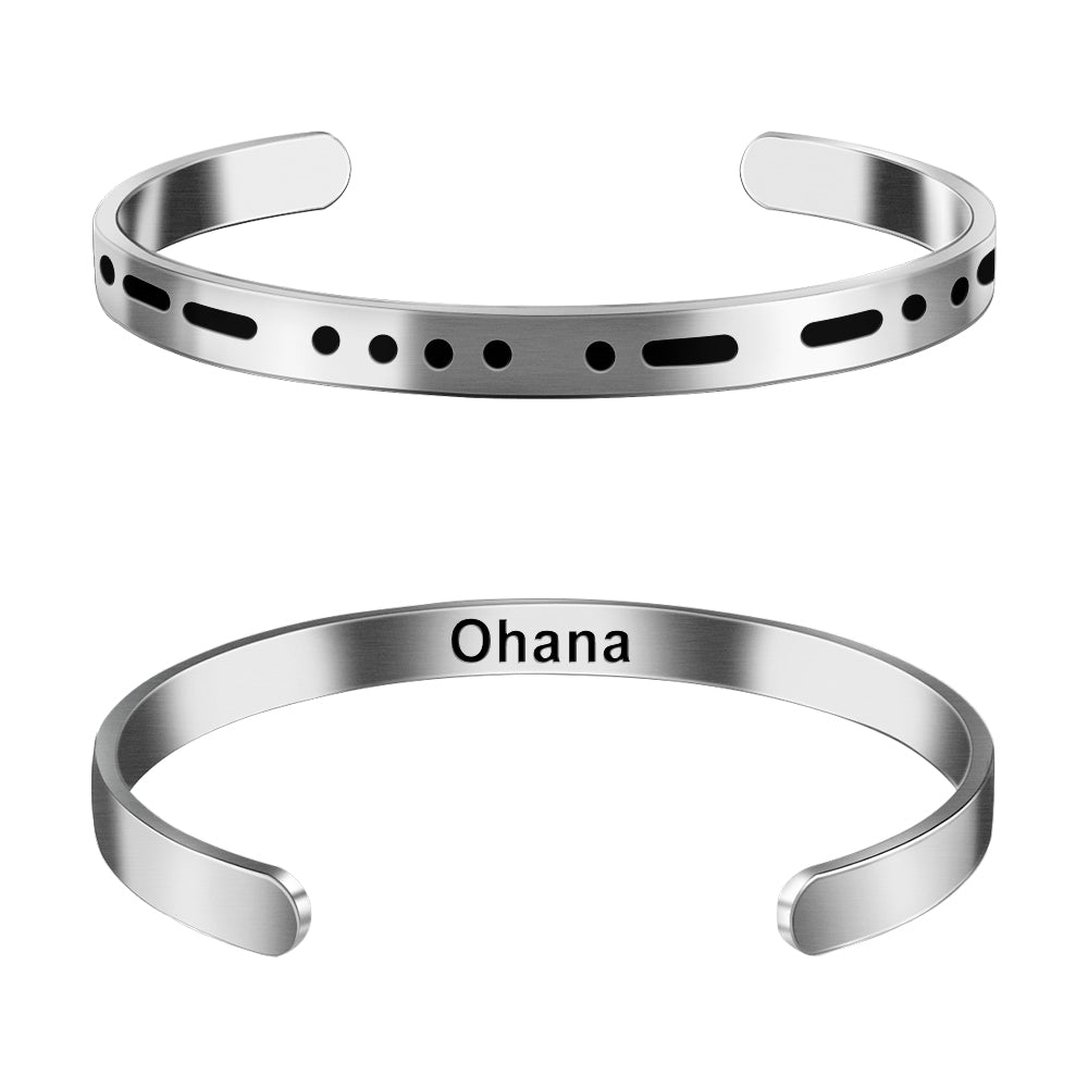 Morse Code Bracelet - Ohana - Stainless Steel Couple Bracelet