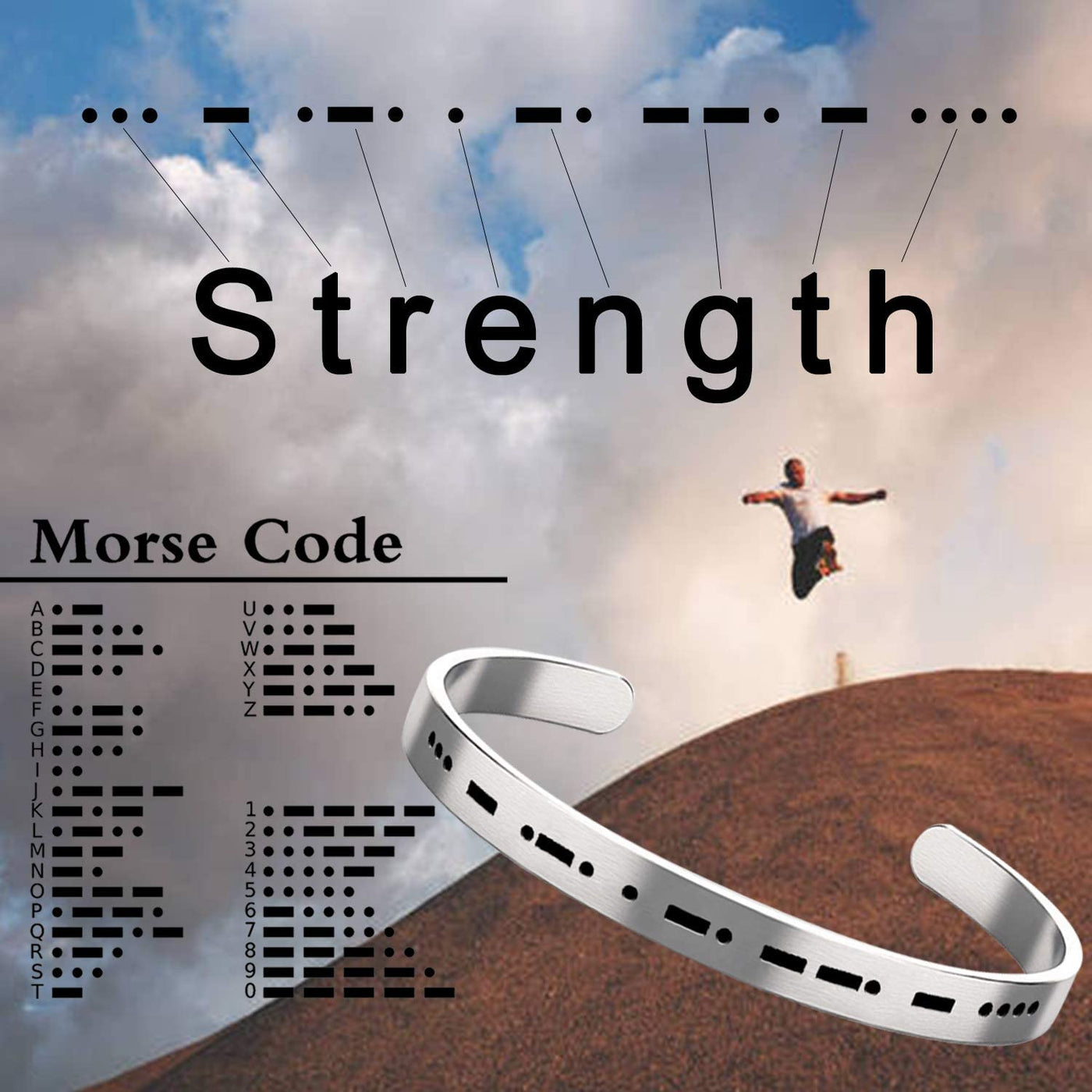 STRENGTH Morse Code Bracelet