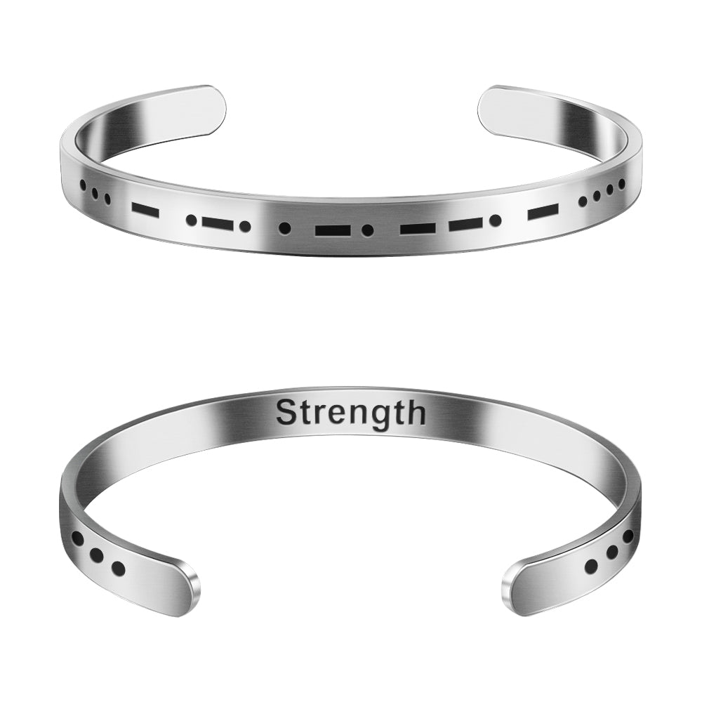 Morse Code Bracelet - Strength - Stainless Steel Couple Bracelet